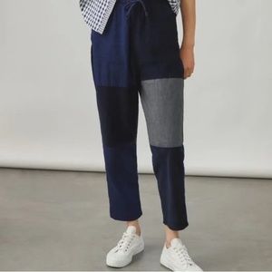 Caron Callahan Quimby Pants Indigo Patchwork Drawstring Jogger Size S